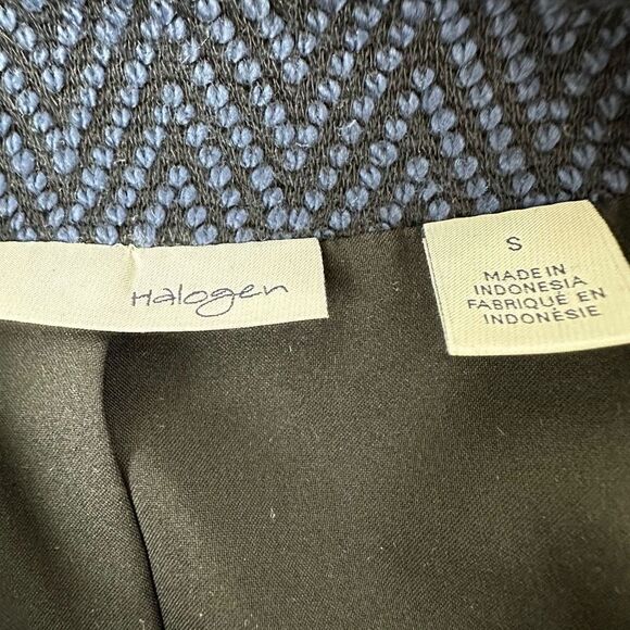 Halogen Women's Size S Open Front Waterfall Blazer Black Navy Chevron Zig Zag - Picture 6 of 10